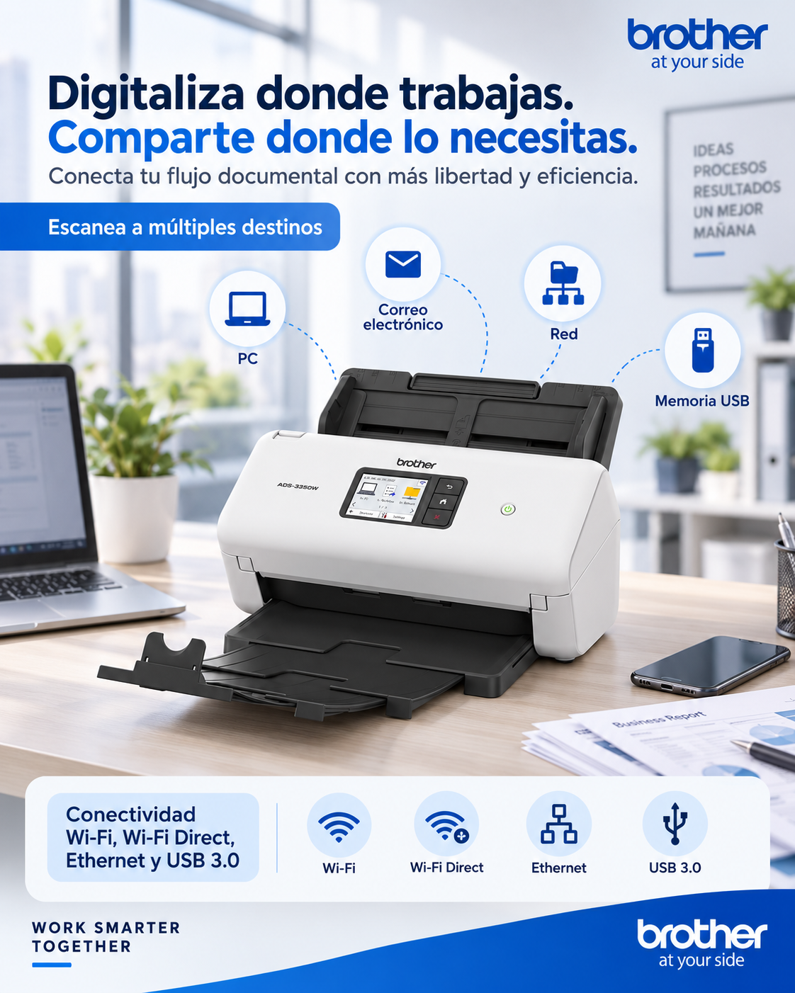 Escáner inalámbrico Brother ADS-3350W