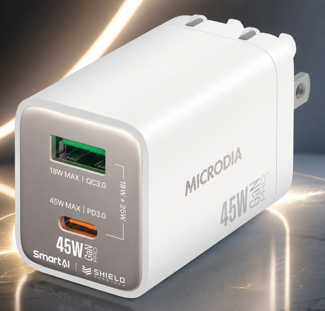 Cargador de pared MICRODIA SMARTCube™ Nano 45W GaN Pro