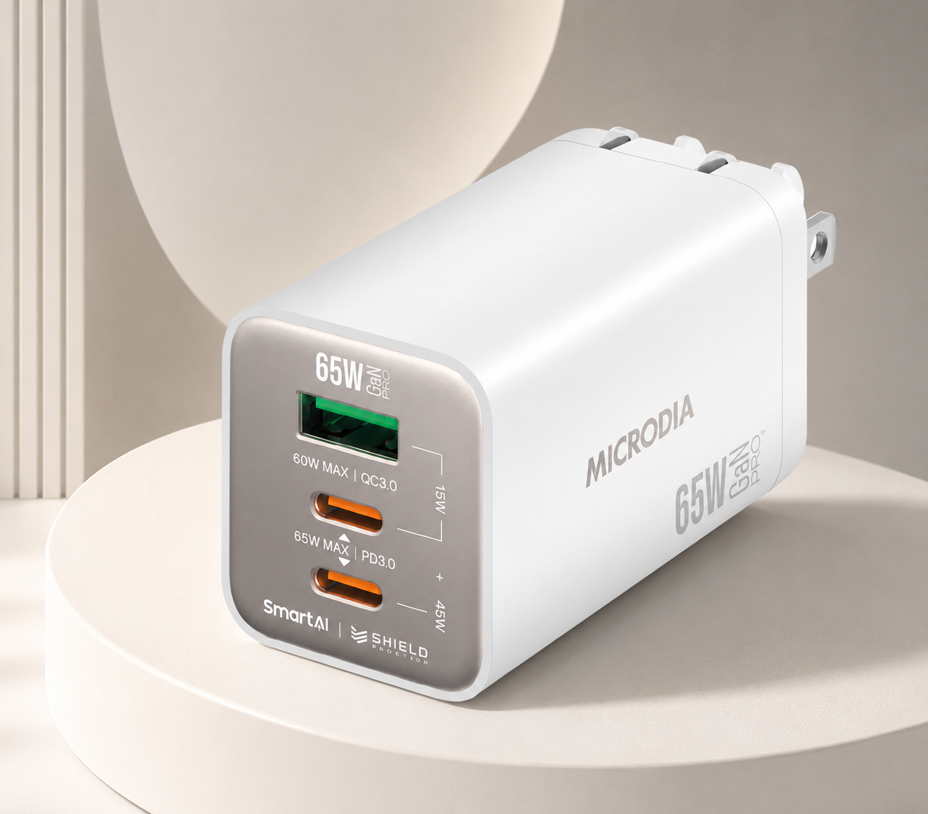 Cargador de pared MICRODIA SMARTCube Nano 65W GaN Pro