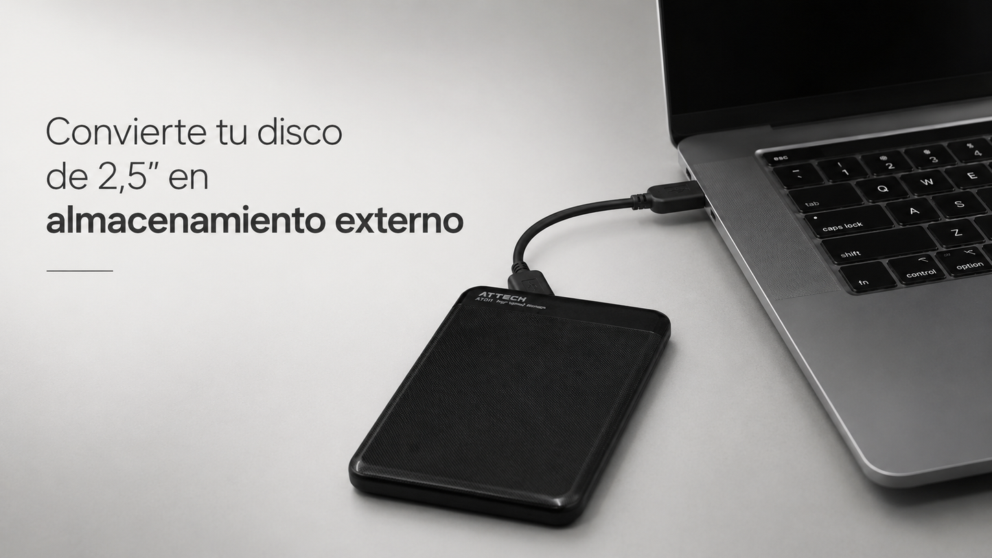 Rack plástico ATTECH AT001 para discos HDD o SSD SATA de 2,5”
