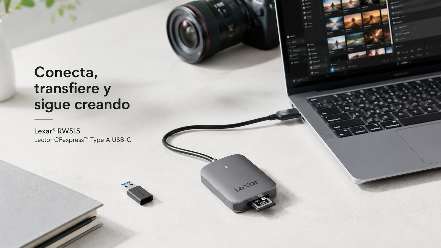 Lexar RW515 Lector de Tarjetas CFexpress Tipo A, Lector de Tarjeta CFe Tipo A de Hasta 900 MB/s, USB 3.2 Gen 2