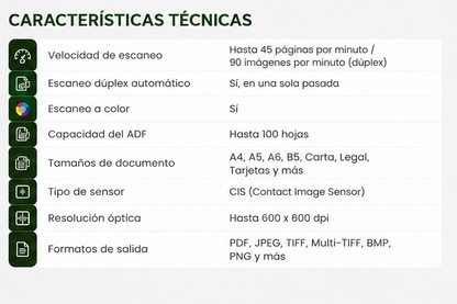 Epson | Escáner Dúplex de Documentos a Color Epson DS-770 II 45PPM