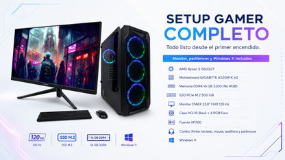 PC Gamer completo con procesador AMD Ryzen 5 5600GT - 120Hz - M.2 - Gamer Gaming