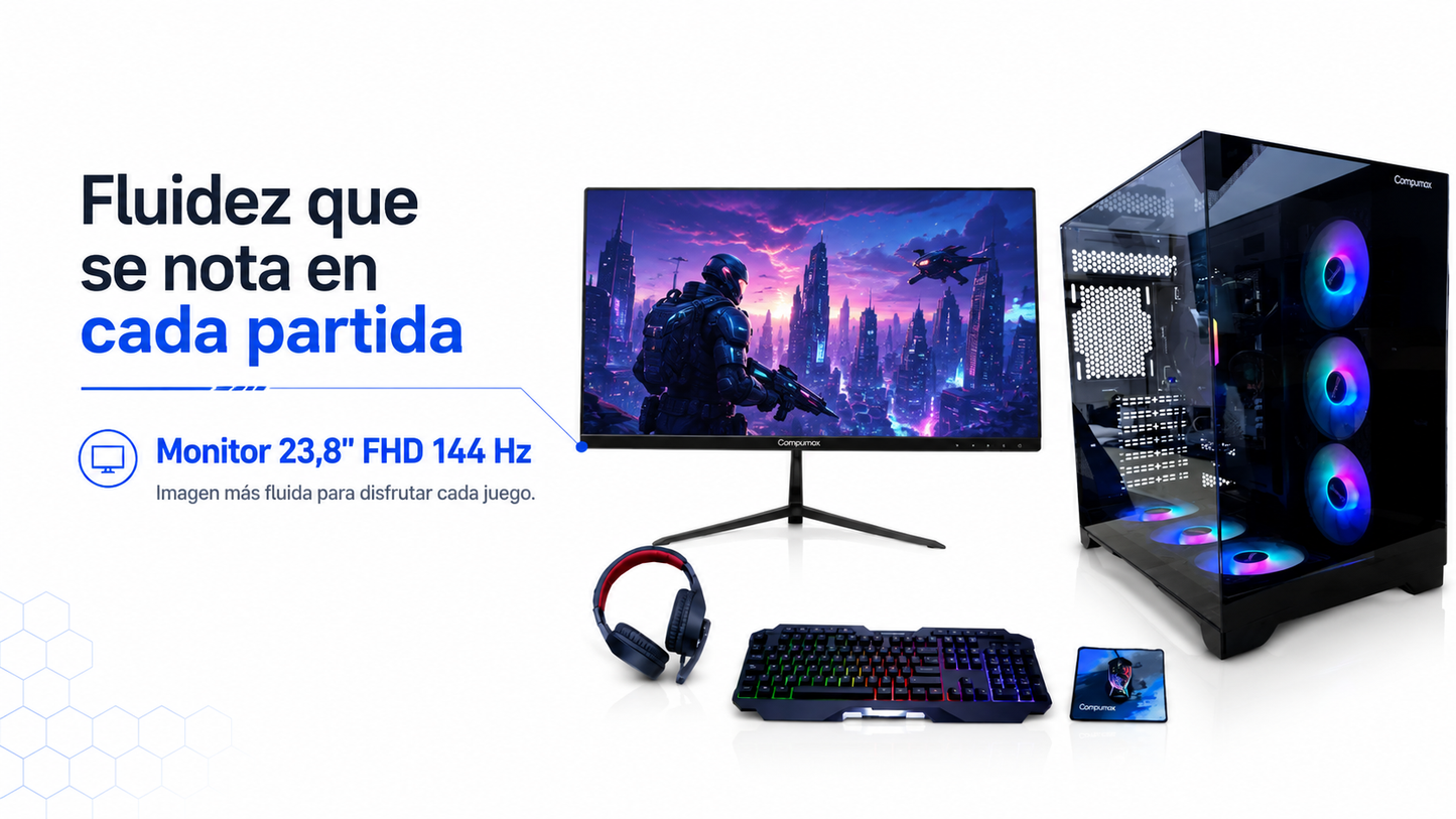PC gamer completo con procesador AMD 5 5600GT - 144Hz - M.2 - Gaming VIew