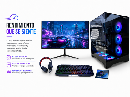 PC gamer completo con procesador AMD 5 5600GT - 144Hz - M.2 - Gaming VIew