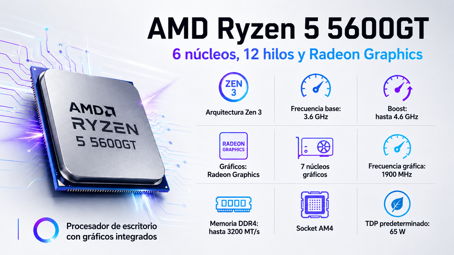 PC gamer completo con procesador AMD 5 5600GT - 144Hz - M.2 - Gaming VIew