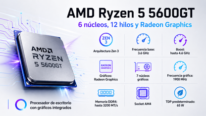 PC gamer completo con procesador AMD 5 5600GT - 144Hz - M.2 - Gaming VIew