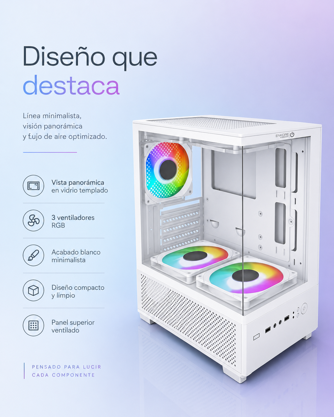 Gabinete Gamer Snow Megalon blanco