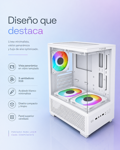 Gabinete Gamer Snow Megalon blanco