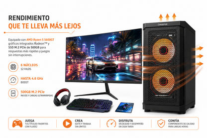 PC gamer con procesador AMD Ryzen 5 5600GT - 144Hz -M.2 - Gamer Trinity