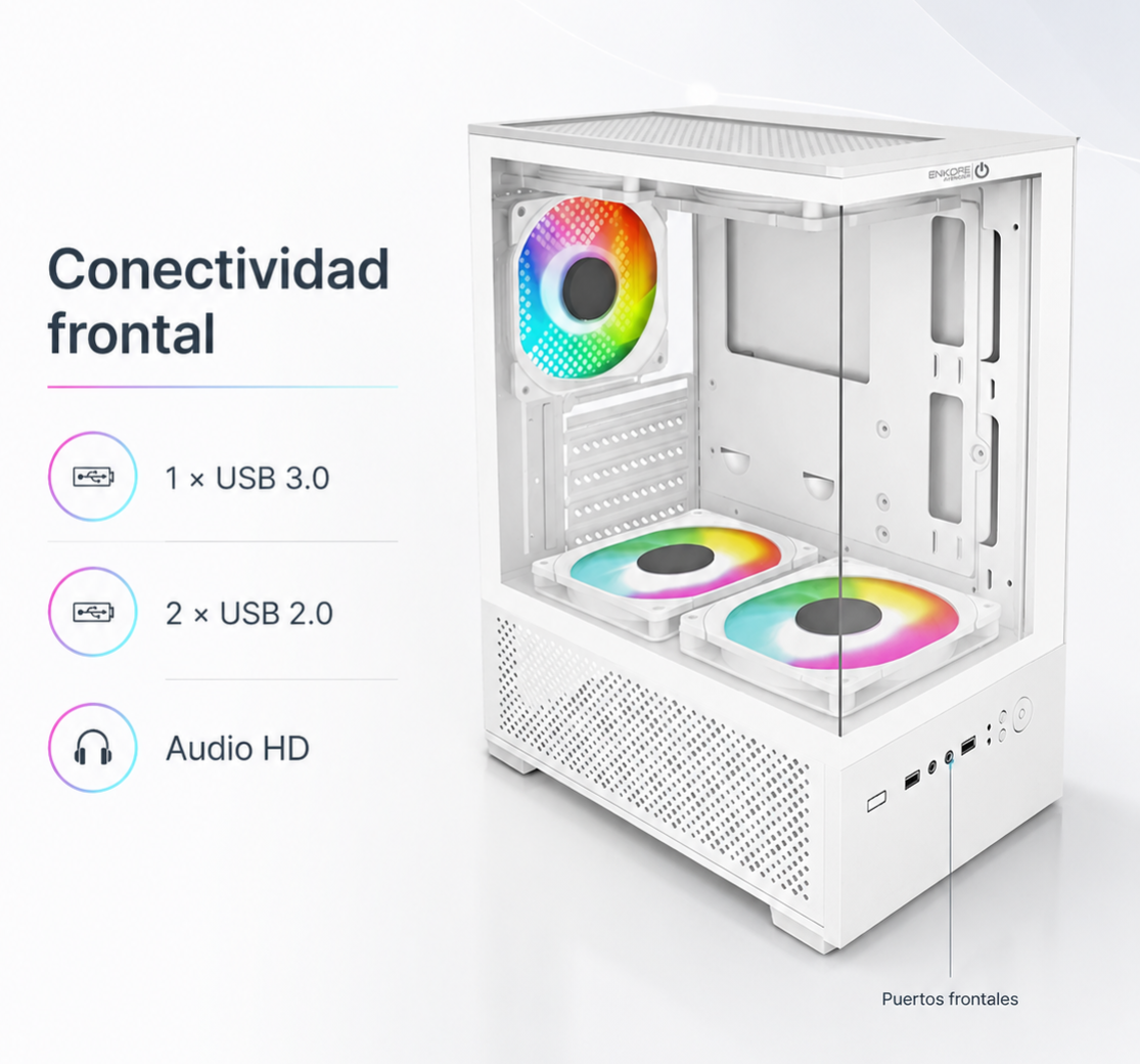 Gabinete Gamer Snow Megalon blanco