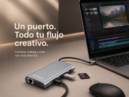 Multipuertos 10 en 1 Hub Type C 3.1 11 en 1 HUB