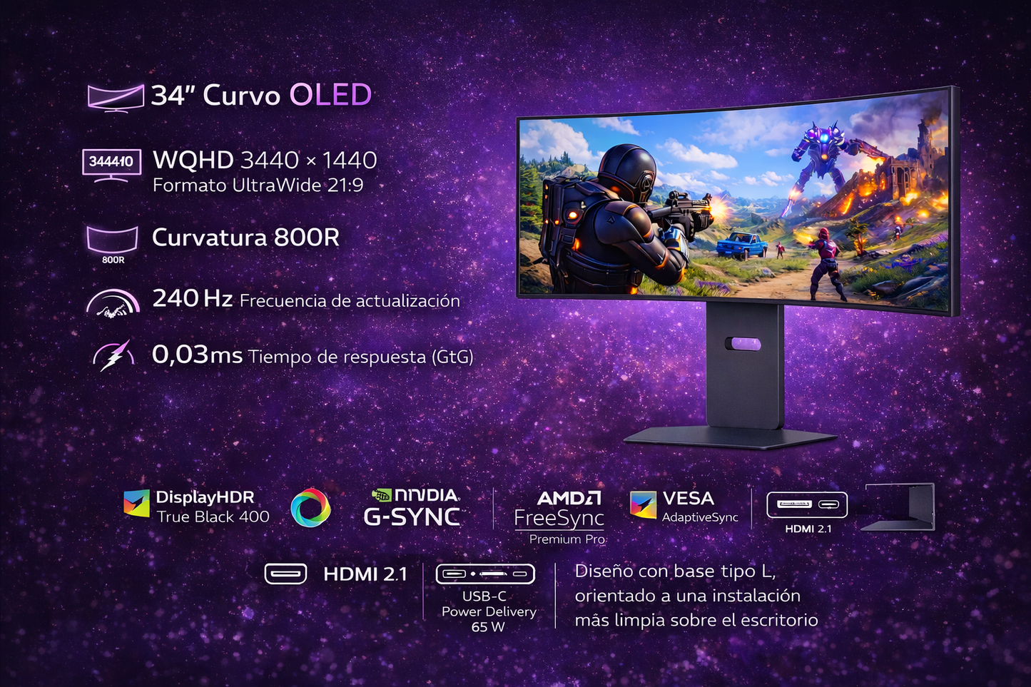 LG 34GX900A-B - Monitor de juegos curvo Ultragear WQHD de 34 pulgadas