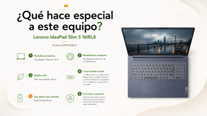LENOVO SLIM 5 16IRL8 - INTEL CORE I7 13620H - 16GB LPDDR5 - 512GB SSD