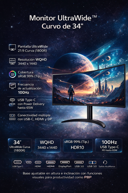 Monitor LG 34WR55QK-B