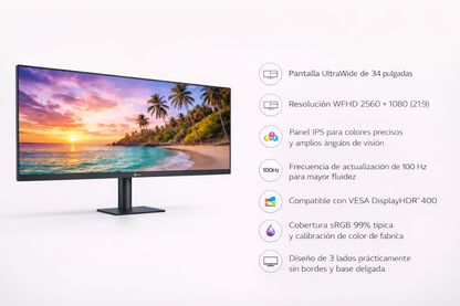 Monitor Lg 34U511a Ultrawide 34 Wfhd Ips 100Hz