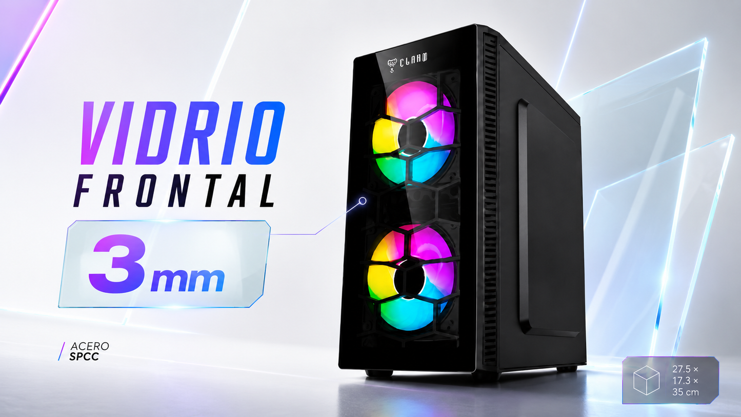 Gabinete gamer Kaesar Vidro de formato Mid Tower compacto