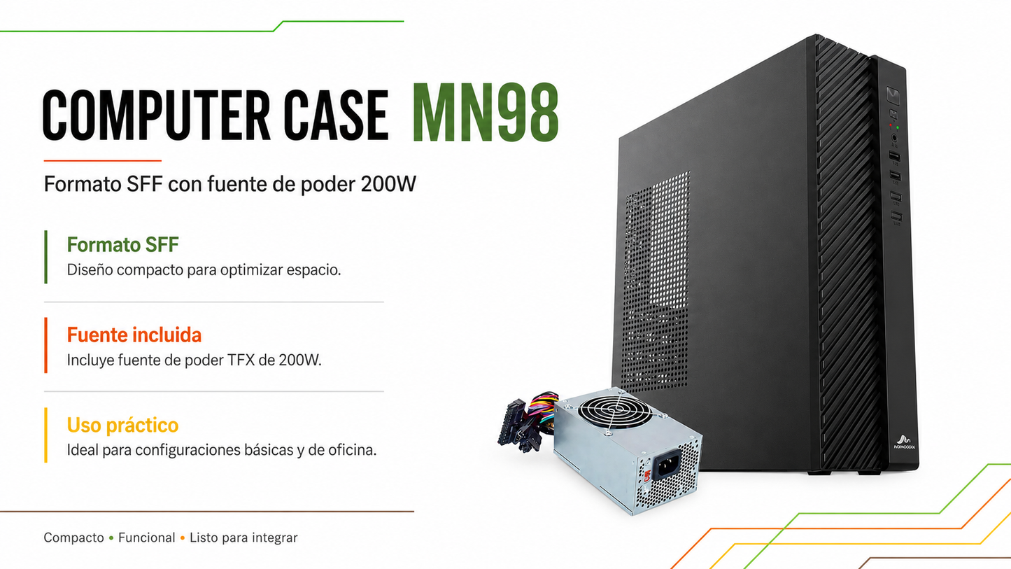 Gabinete COMPUTER CASE MN98 en formato SFF/slim