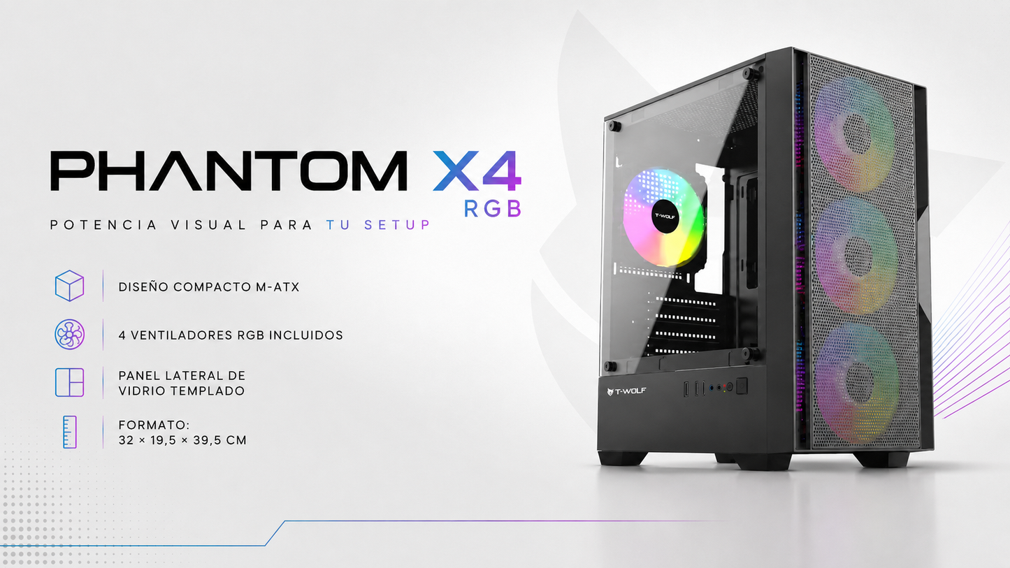 Gabinete PHANTOM X4 RGB compacto