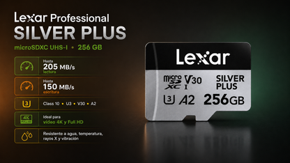 Memoria micro SD Professional SILVER PLUS microSDXC™ UHS-I Card 256GB- up to 205MB/s read