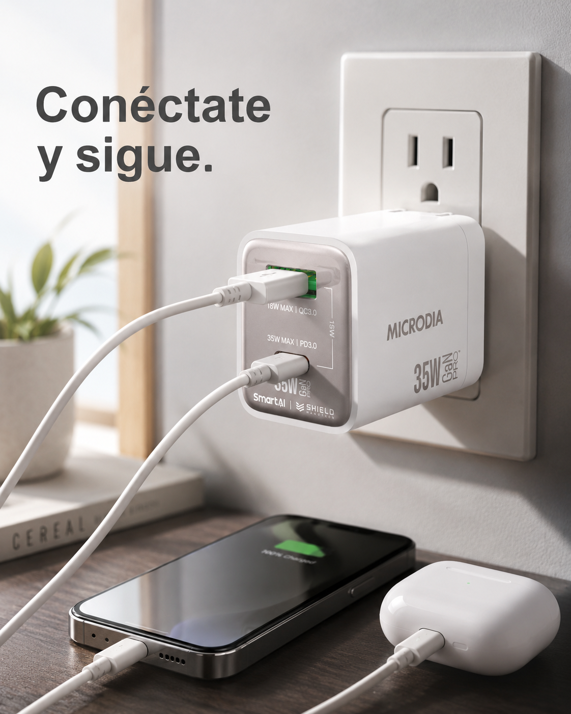Cargador de parede SmartCube Nano 35W USB-C PD & USB-A