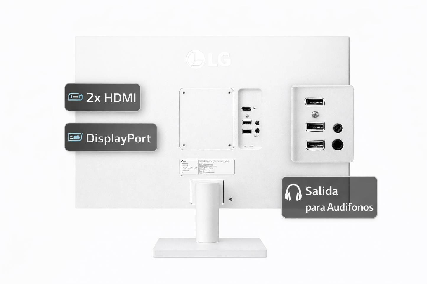 Monitor LG 27" Pulgadas 27US500 4K UHD Plano Blanco|Negro