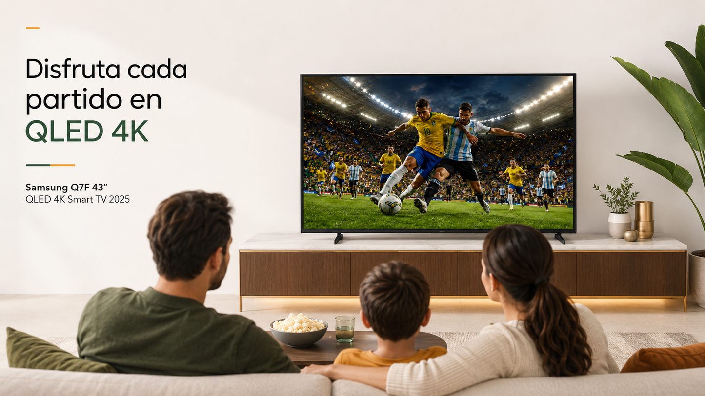 Smart TV Samsung Q7F de 43” con pantalla QLED 4K UHD, procesador Q4 con AI y resolución de 3,840 × 2,160