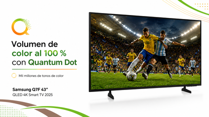 Smart TV Samsung Q7F de 43” con pantalla QLED 4K UHD, procesador Q4 con AI y resolución de 3,840 × 2,160