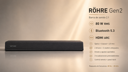BARRA DE SONIDO THONET & VANDER ROHRE BLUETOOTH + AUX (MINIPLUG 3.5 MM / RCA) + HDMI 80W
