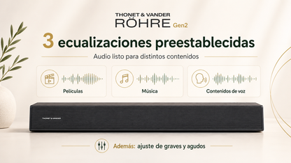 BARRA DE SONIDO THONET & VANDER ROHRE BLUETOOTH + AUX (MINIPLUG 3.5 MM / RCA) + HDMI 80W