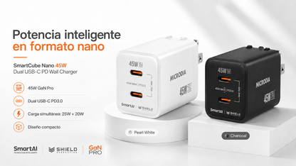 Cargador de pared SmartCube Nano 45W Dual USB-C PD