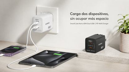 Cargador de pared SmartCube Nano 45W Dual USB-C PD