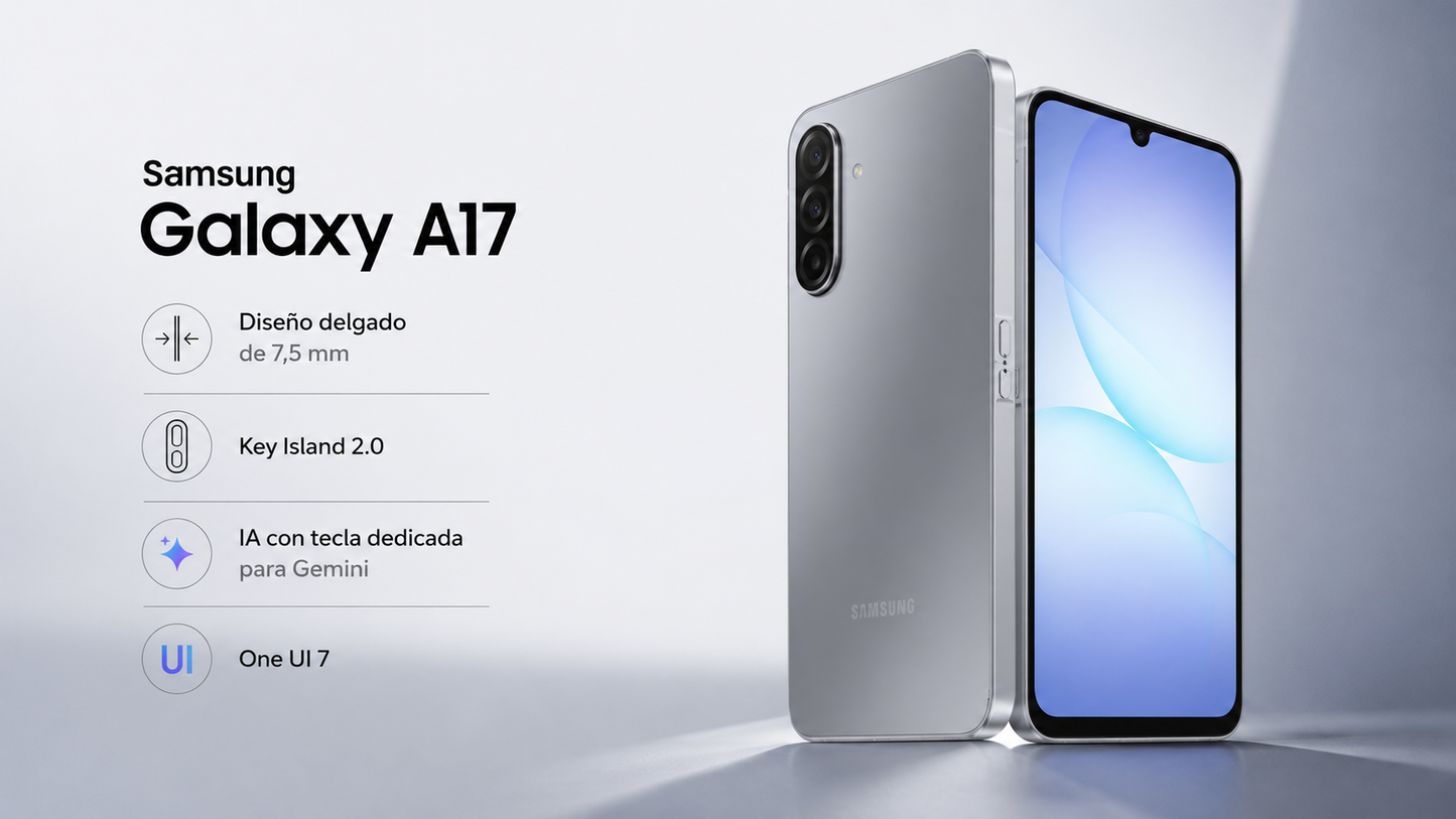Smartphone Samsung Galaxy A17 5G en color gris