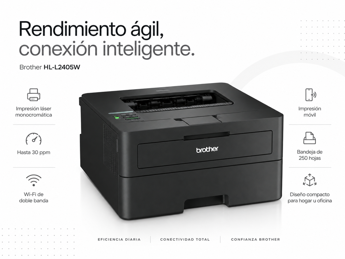 Impresora Brother láser HL-L2405W - monocromática - Wifi doble banda - hasta 30pp