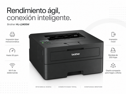Impresora Brother láser HL-L2405W - monocromática - Wifi doble banda - hasta 30pp