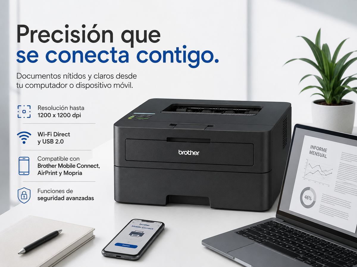 Impresora Brother láser HL-L2405W - monocromática - Wifi doble banda - hasta 30pp
