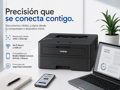 Impresora Brother láser HL-L2405W - monocromática - Wifi doble banda - hasta 30pp