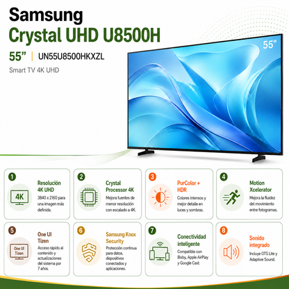 Samsung Crystal UHD U8500H de 55” (UN55U8500HKXZL)