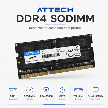 Memoria RAM ATTECH AT3200D4S22/8GB DDR4 para portátil