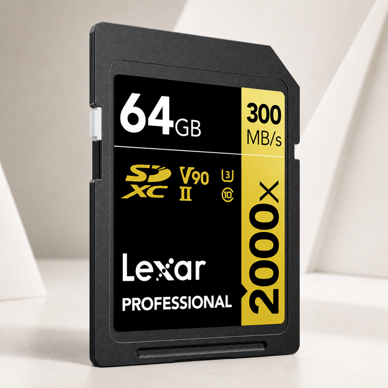 Lexar® Professional 2000x SDHC™/SDXC™ UHS-II Card GOLD / V90 up to 300 MB/s read, up to 260 MB/s write 64GB
