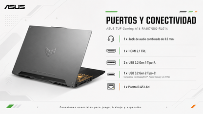 Portátil gaming ASUS TUF Gaming A16 FA607NUQ-RL014 en color Mecha Gray