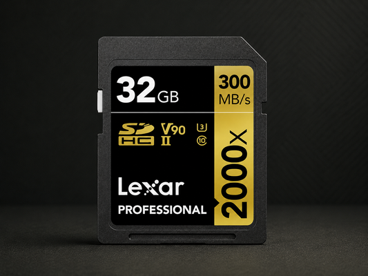 Lexar® Professional 2000x SDHC™/SDXC™ UHS-II Card GOLD / V90 up to 300 MB/s read, up to 260 MB/s write 32GB
