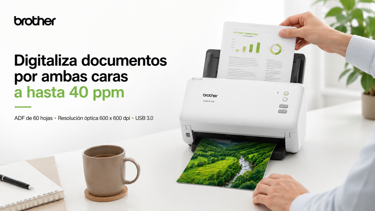 Escáner Brother ADS-3100 de escritorio