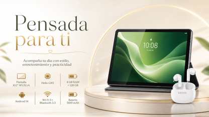 TABLET LENOVO TAB TB311FU, Pantalla 10.1" FHD, MediaTek Helio G85,128GB/Ram 4GB, Android 14, Bluet, WIFI, Doble Camara, Luna Grey