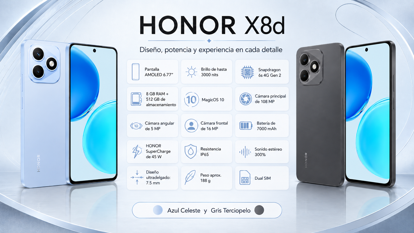 HONOR X8d - Pantalla 6.77"AMOLED
