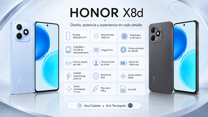 HONOR X8d - Pantalla 6.77"AMOLED