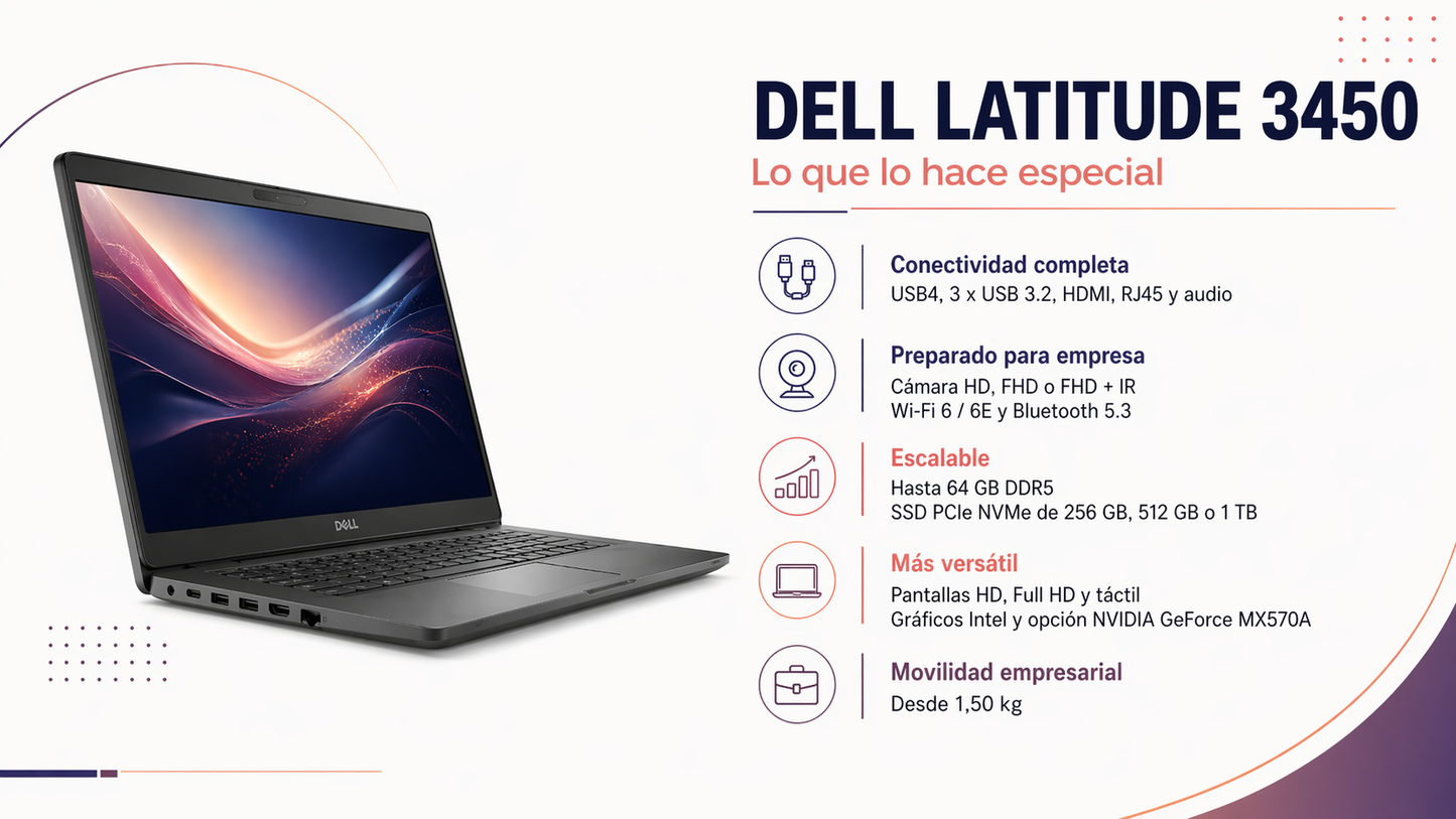 DELL LATITUDE 3450 - INTEL CORE I5 1335U - 8GB DDR5 - 512GB SSD