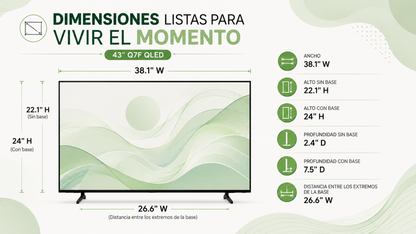 Smart TV Samsung Q7F QLED 4K de 43” con diseño negro, resolución 4K UHD de 3840 × 2160