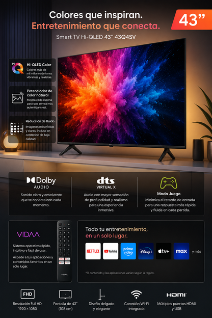 Smart TV Hisense 43Q4SV de 43"