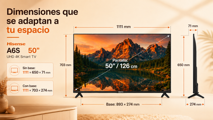 Hisense 50A6SG de 50” 4K UHD (3840 × 2160) a 60 Hz